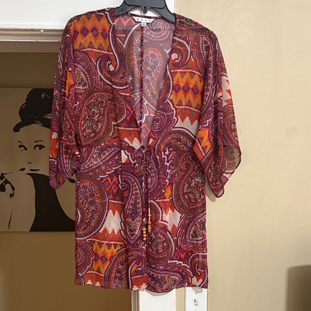 CAbi Multicolor Paisley Kimono